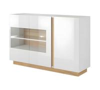 Vente-unique - Credenza 3 ante con LED Bianco brillante e Rovere - MURARI