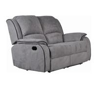 Vente-unique-Divano 2 posti relax in microfibra Grigio - HERNANI