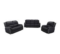 Vente-unique - Divano 3+2+1 posti relax in microfibra Nero - HERNANI