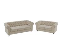 Vente-unique - Divano 3 posti + Divano 2 posti Chesterfield - velluto - beige