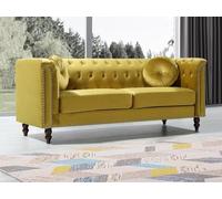 Vente-unique-Divano 3 posti in Velluto Giallo senape - TURNER