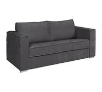 Vente-unique - Divano 4 Posti Pieghevole Express in Tessuto Ciniglia Grigio Antracite - Superficie a Doghe Larghe 160 cm - Materasso 22 cm Loreto