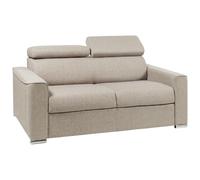 Vente-unique - Divano a 2 posti convertibile Express in tessuto beige con seduta in memory foam - letto 120 cm - materasso 14 cm Memory