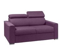 Vente-unique - Divano a 2 posti convertibile Express in tessuto viola con seduta in memory foam - letto 120 cm - materasso 16 cm Memory