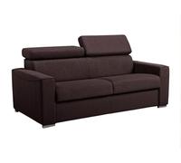 Vente-unique - Divano a 3 posti convertibile espresso in tessuto marrone con seduta in memory foam, letto a doghe larghe 140 cm - materasso 18 cm