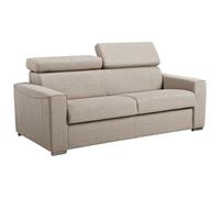 Vente-unique - Divano a 3 posti convertibile Express in tessuto beige con seduta in memory foam, letto a doghe larghe 140 cm - materasso 14 cm