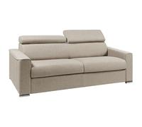 Vente-unique - Divano a 4 posti convertibile Express in tessuto beige con seduta in memory foam - Letto a doghe larghe 160 cm - Materasso 18 cm