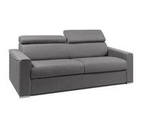 Vente-unique - Divano a 4 posti convertibile Express in tessuto grigio con seduta in memory foam - Letto a doghe larghe 160 cm - Materasso 22 cm Memory