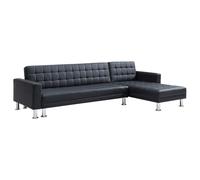 Vente-unique - Divano angolare con funzione letto, angolo intercambiabile, ecopelle, nero, Willis II