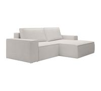 Vente-unique - Divano angolare destro pieghevole in velluto a coste beige Amelia - 3 posti