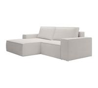 Vente-unique - Divano angolare sinistro pieghevole in velluto a coste beige Amelia - 3 posti