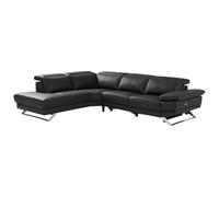 Vente-unique - Divano angolare sinistro Relax elettrico in pelle bovina Nero Puno II