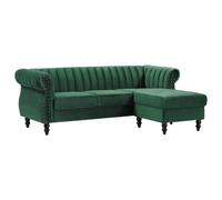 Vente-unique - Divano Angolo reversible in Velluto Verde abete - TRUMBO