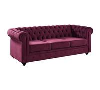Vente-unique - Divano CHESTERFIELD 3 posti in velluto Porpora