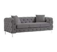 Vente-unique - Divano Chesterfield a 3 posti in Velluto Antracite - EDWINA