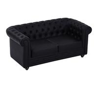 Vente-unique - Divano fisso 2 posti Chesterfield - similpelle - nero