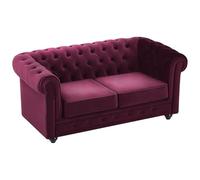 Vente-unique - Divano fisso 2 posti Chesterfield - velluto - bordeaux