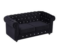 Vente-unique - Divano fisso 2 posti Chesterfield - velluto - nero