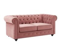 Vente-unique - Divano fisso 2 posti Chesterfield - velluto - rosa