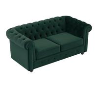 Vente-unique - Divano fisso 2 posti Chesterfield - velluto - verde