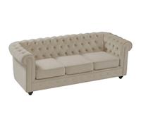 Vente-unique - Divano fisso 3 posti Chesterfield - velluto - beige