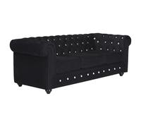 Vente-unique - Divano fisso 3 posti Chesterfield - velluto - nero