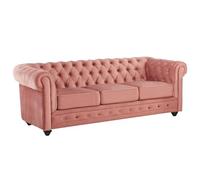 Vente-unique - Divano fisso 3 posti Chesterfield - velluto - rosa
