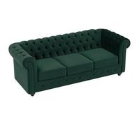 Vente-unique - Divano fisso 3 posti Chesterfield - velluto - verde