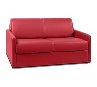 Vente-unique - Divano letto 2 posti Calife - similpelle - rosso
