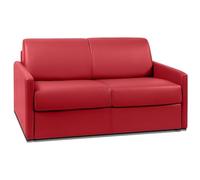 Vente-unique - Divano letto 2 posti Calife - similpelle - rosso