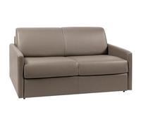 Vente-unique - Divano letto 2 posti Calife - similpelle - tortora