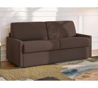 Vente-unique - Divano letto 3 posti a ribalta in Tessuto Marrone - Larghezza Materasso 140 cm - Spessore 22 cm - CALIFE