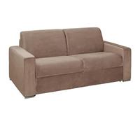 Vente-unique Divano letto 3 posti a ribalta Materasso 140 cm Spessore 22 cm Memory foam DUNLOPILLO Velluto Beige - CALITO