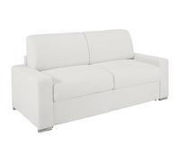 Vente-unique Divano letto 3 posti a ribalta Posto letto 140 cm Materasso 14 cm in Similpelle Bianco - CALITO