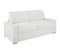 Vente-unique Divano letto 3 posti a ribalta Posto letto 140 cm Materasso 18 cm in Similpelle Bianco - CALITO