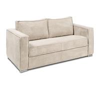 Vente-unique-Divano letto 4 posti a ribalta Letto con doghe larghe 160 cm Materasso 22 cm memory foam in Velluto coste Beige - LORETO