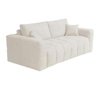 Vente-unique-Divano letto 4 posti a ribalta Posto letto 160 cm Materasso 13 cm in Tessuto bouclette Beige - ISSORO