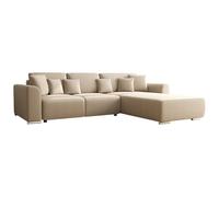 Vente-unique-Divano letto angolare e reversibile in Tessuto Beige - MELTANA