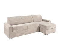 Vente-unique-Divano letto angolare reversibile express in Velluto a coste Beige Letto 160 cm Materasso 14 cm - CALITO