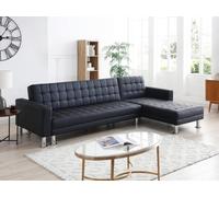 Vente-unique-Divano letto angolare reversibile in similpelle Nero - WILLIS