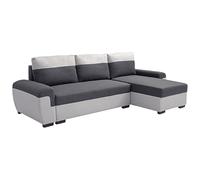 Vente-unique-Divano letto angolare reversibile in Tessuto Antracite e Grigio - GABY II