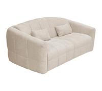 Vente-unique - Divano letto - Divano 3 posti convertibile Express in tessuto Bouclette Beige - Letto 140 cm - Materasso 14 cm RETUNA II