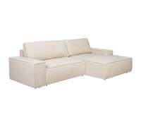 Vente-unique - Divano letto in Tessuto testurizzato Beige - Angolo a destra - AMELIA
