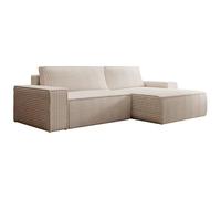 Vente-unique - Divano letto in Velluto a coste grosse Beige - Angolo a destra - AMELIA