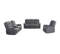 Vente-unique - Divano relax elettrico 3+2+1 posti in tessuto Antracite - NEVERS