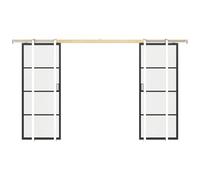 Vente-unique Doppia porta scorrevole con sistema Galandage, alluminio e vetro di sicurezza trasparente, 2 x 205 cm x 93 cm, Sinca II