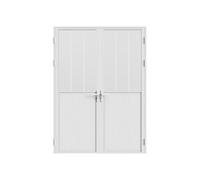 Vente-unique - Fermaporta reversibile a due ante, in alluminio e vetro temperato satinato, stile officina, 2 x 204 x 73 cm (altezza x larghezza) - Bianco - ERMELO