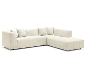Vente-unique -Grande divano ad angolo retto in velluto a coste sottili beige NAEMIA Casa Cephy