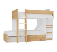 Vente-unique - Letto a castello 2 x 90 x 190 cm con scrivania e scomparti le e Bianco - LOMIDEN