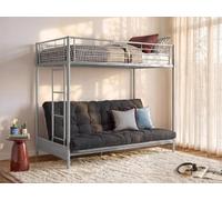 Vente-unique - Letto a soppalco con Divano Letto 90 x 190 cm Metallo Argento + Futon Nero - MODULO V
